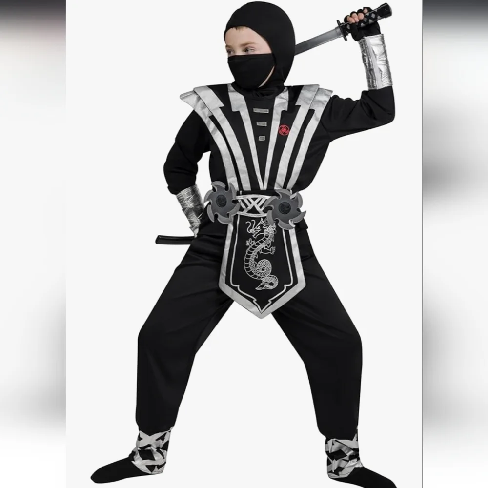 Stealth Ninja Kids Costume - Black and Silver